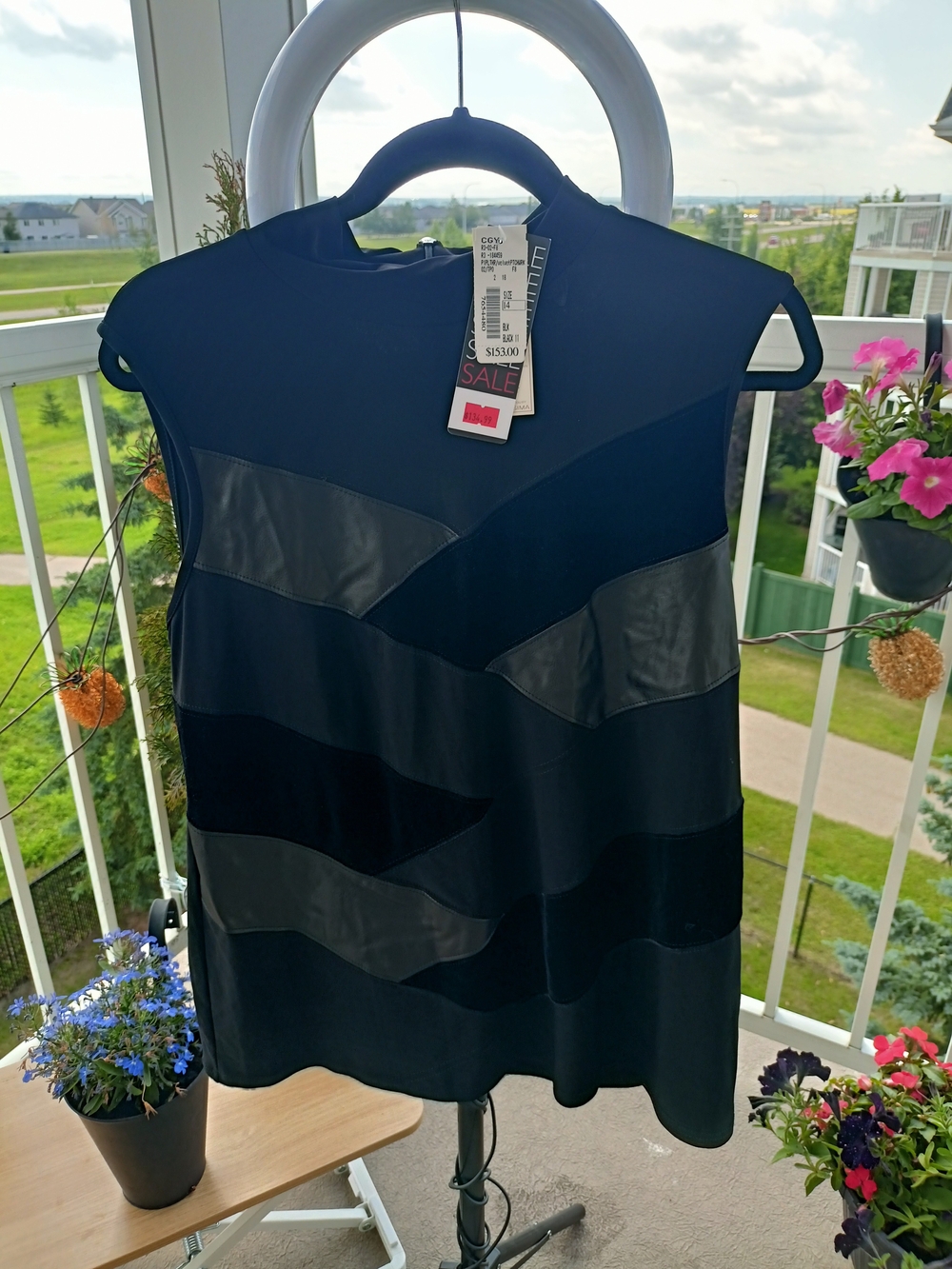 Sleeveless Black Mixed-Media Women's Top by Joseph Ribkoff